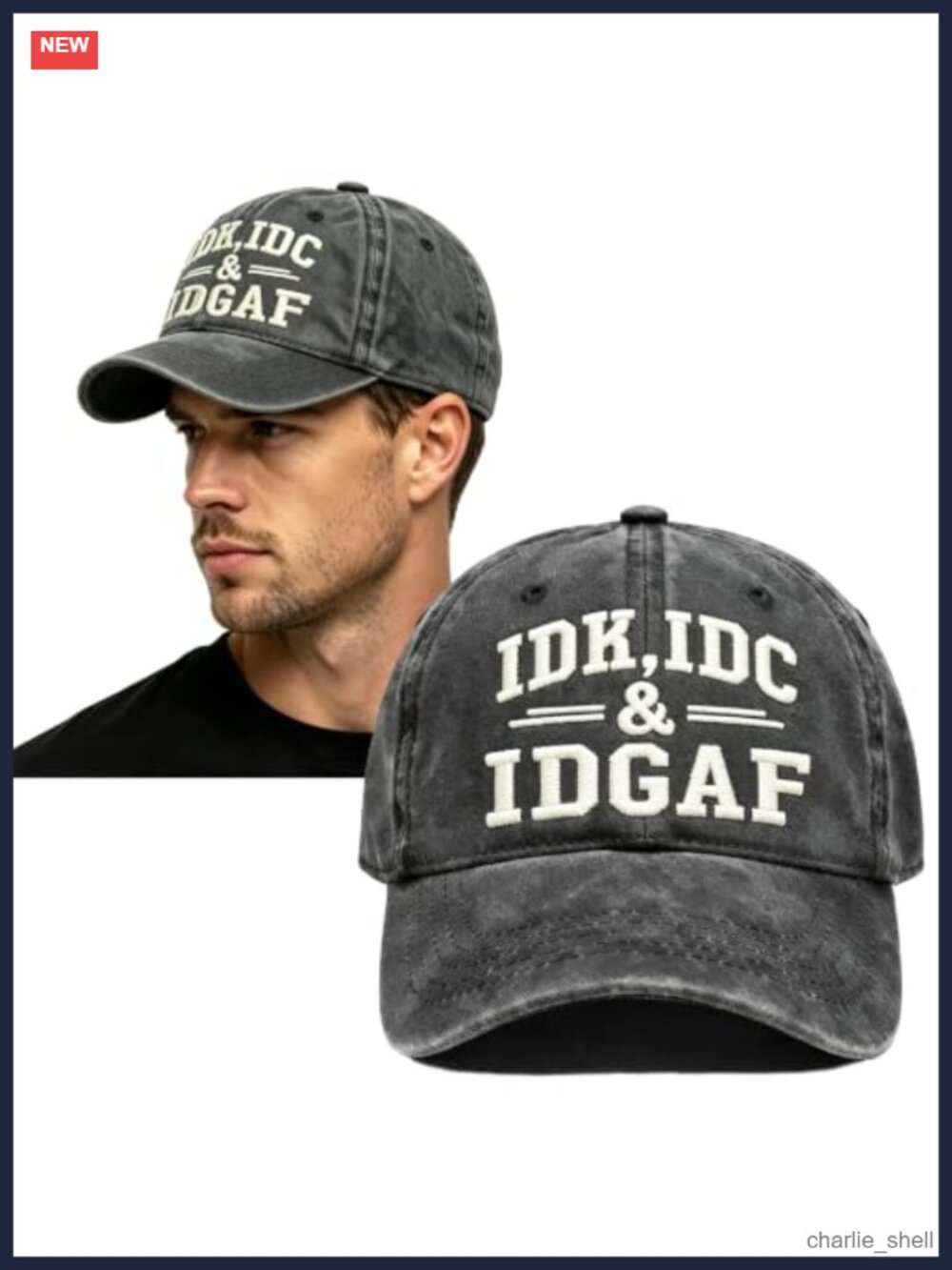 IDK IDC & IDGAF Embroidered Distressed Cotton Baseball Cap Adjustable Adult